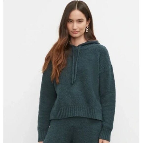 CLUB MONACO Boucle Hoodie Cozy Luxe Loungewear XS Forrest Green - Picture 2 of 9